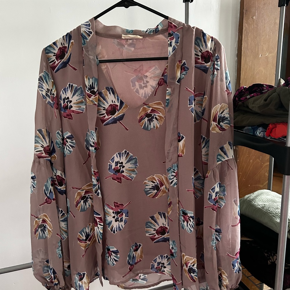 Entro Pink Long Sleeve Relaxed Blouse